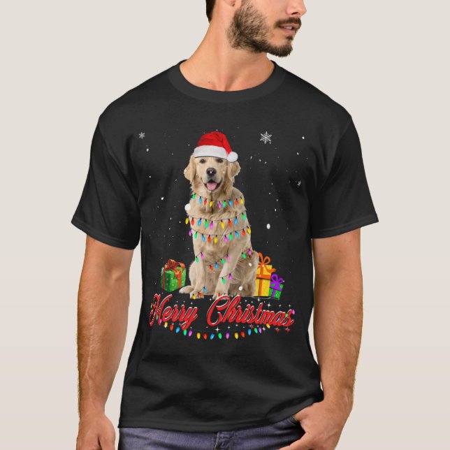 Golden Retriever Dog Christmas Tee Santa Christmas (Front)