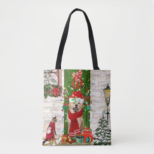 Golden Retriever Dog Christmas Tote (Front)