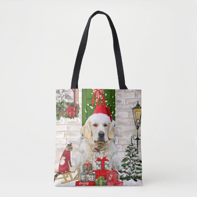 Golden Retriever Dog Christmas  Tote Bag (Front)