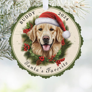 Golden Retriever Dog Christmas Tree Decoration Card