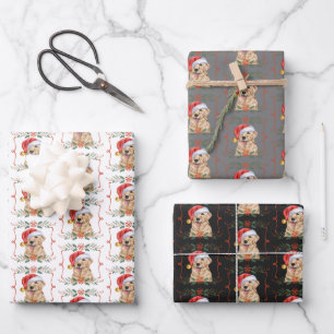 Golden Retriever Dog Christmas Wrapping Paper Sheet