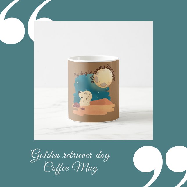 golden retriever dog coffee coffee mug (golden retriever dog Coffee Mug by Hobinishop)