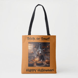 Golden retriever dog Cooks up Halloween dinner Tote Bag