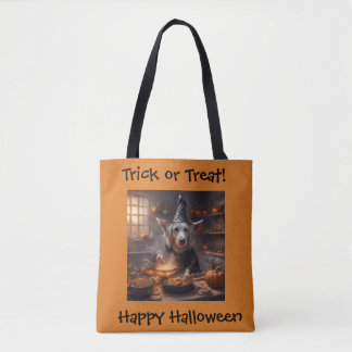 Golden retriever dog Cooks up Halloween dinner Tote Bag