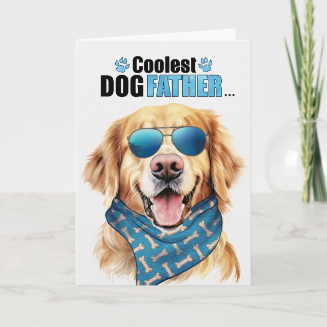 Golden Retriever Dog Coolest Dad Father's Day Holiday Card (Front)