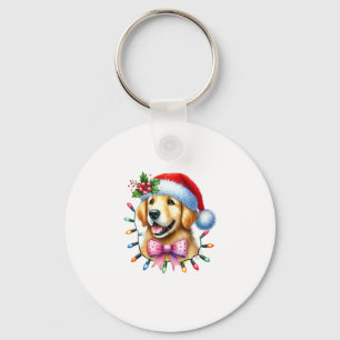 Golden Retriever Dog Coquette Bow Christmas Matchi Key Ring