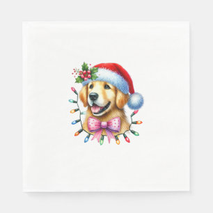 Golden Retriever Dog Coquette Bow Christmas Matchi Napkin