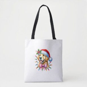 Golden Retriever Dog Coquette Bow Christmas Matchi Tote Bag