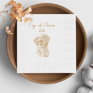 Golden Retriever Dog Custom Hand Drawing Wedding Napkin