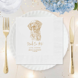 Golden Retriever Dog Custom Hand Drawing Wedding Napkin