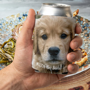 Golden Retriever Dog Custom Pet Photo and Name Can Cooler