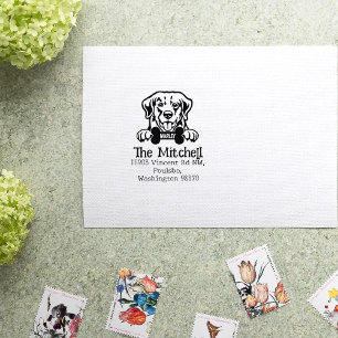 Golden Retriever Dog, Custom Return Address,  Rubber Stamp