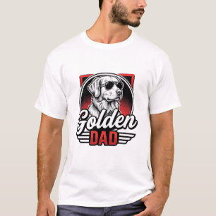 Golden Retriever Dog Dad Retro Sunglasses Badge T-Shirt