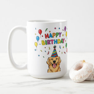  Golden Retriever Dog Doodle Happy Birthday  Coffee Mug