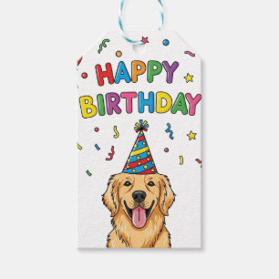  Golden Retriever Dog Doodle Happy Birthday  Gift Tags