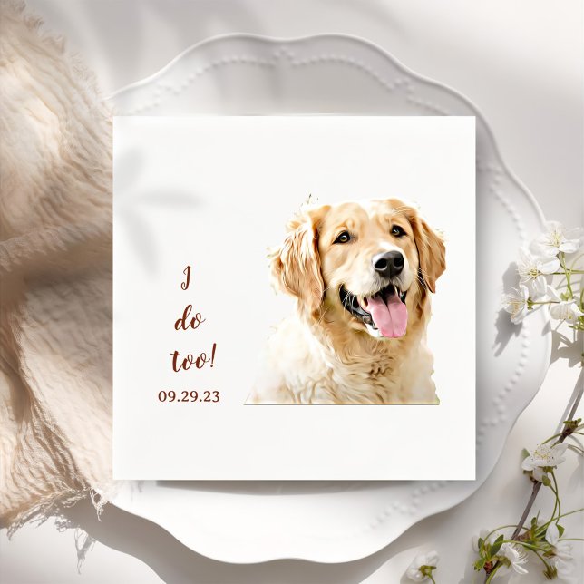 Golden Retriever Dog Drawing Personalised I Do Too Napkin (Creator Uploaded)