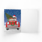 Golden Retriever Dog Driving Car In Snow Christmas