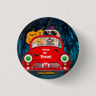 Golden Retriever Dog Driving Car Scary Halloween 3 Cm Round Badge