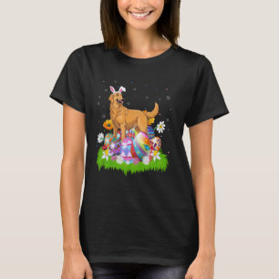 Golden Retriever Dog Easter Egg Hunt Bunny Ear Eas T-Shirt