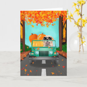Golden Retriever Dog Fall Pumpkin Card