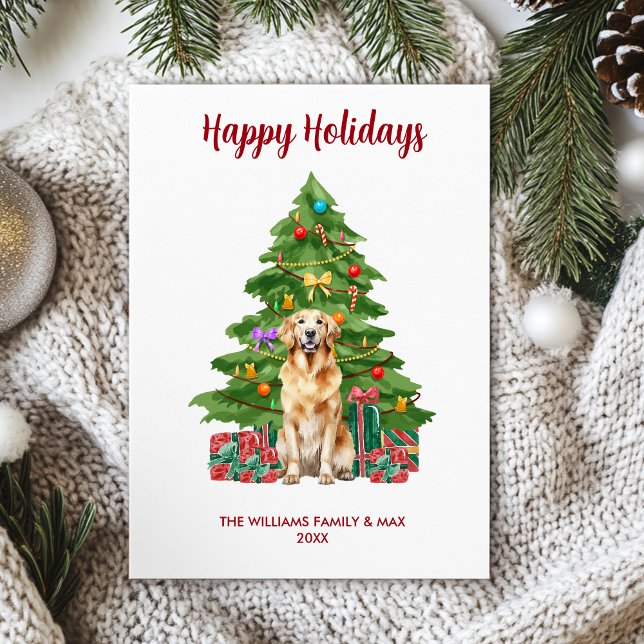 Golden Retriever Dog Family Christmas Holiday Card (Creator Uploaded)