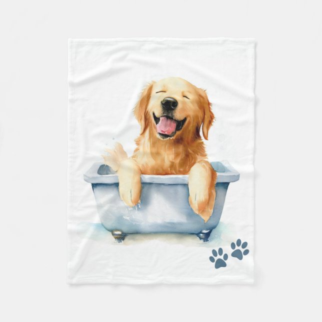 Golden Retriever Dog Fleece Blanket (Front)