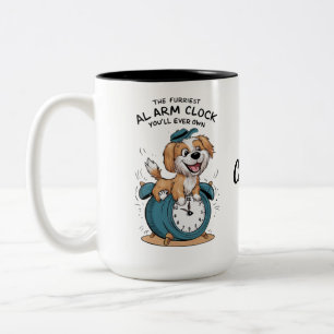 Golden Retriever Dog Funny Alarm Clock Two-Tone Coffee Mug