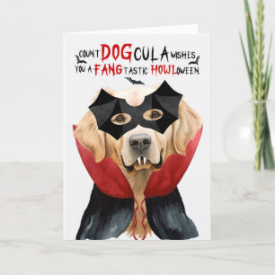 Golden Retriever Dog Funny Count DOGcula Halloween Holiday Card