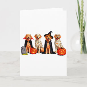 Golden Retriever Dog Ghost Mummy Pumpkin Halloween Card