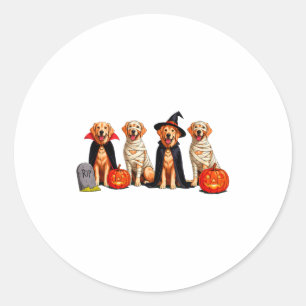 Golden Retriever Dog Ghost Mummy Pumpkin Halloween Classic Round Sticker