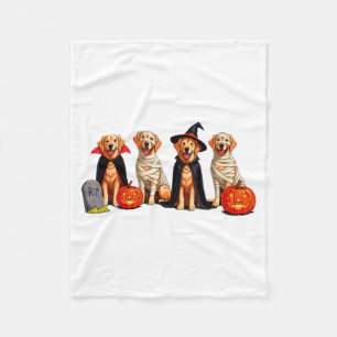 Golden Retriever Dog Ghost Mummy Pumpkin Halloween Fleece Blanket