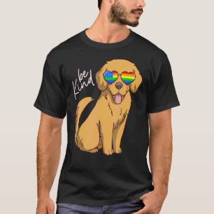 Golden Retriever Dog Glasses Lgbt Rainbow Flag Pri T-Shirt