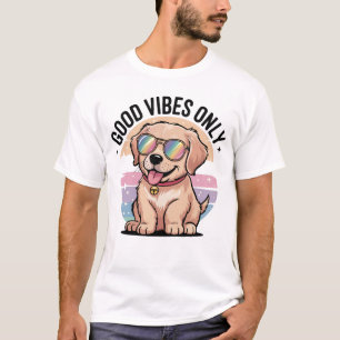 Golden Retriever Dog Good Vibes Only T-Shirt