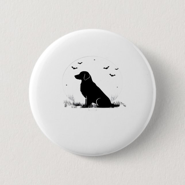 Golden Retriever Dog � Halloween Moon Silhouette O 6 Cm Round Badge (Front)