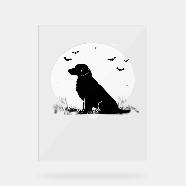 Golden Retriever Dog – Halloween Moon Silhouette O Acrylic Sign (Front)