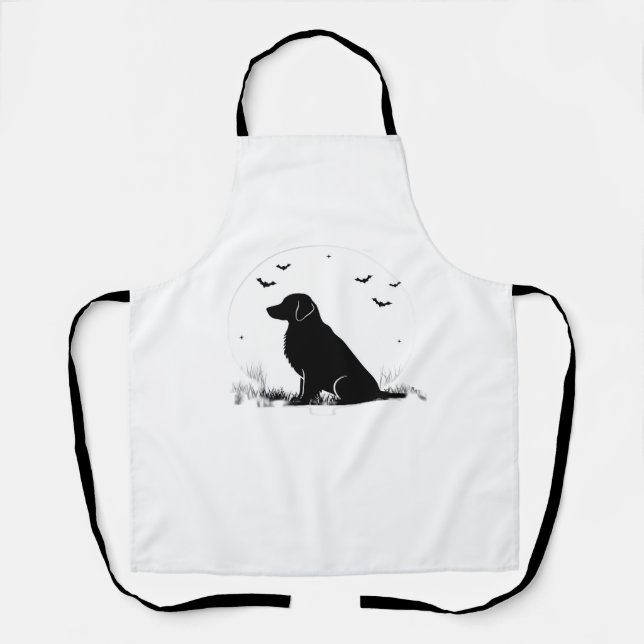Golden Retriever Dog – Halloween Moon Silhouette O Apron (Front)