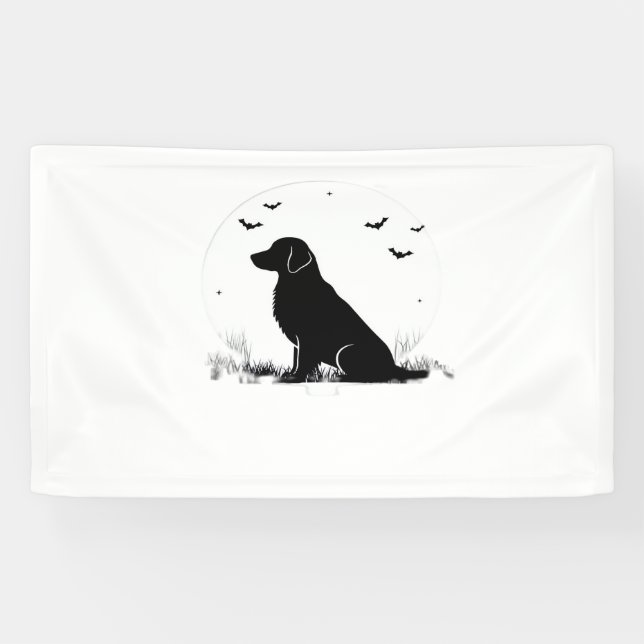 Golden Retriever Dog – Halloween Moon Silhouette O Banner (Horizontal)