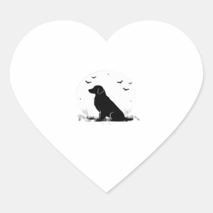 Golden Retriever Dog � Halloween Moon Silhouette O Heart Sticker