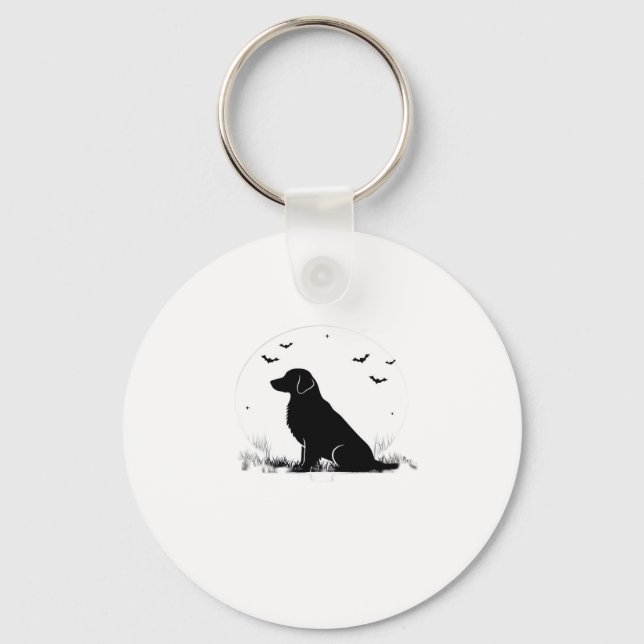 Golden Retriever Dog � Halloween Moon Silhouette O Key Ring (Front)