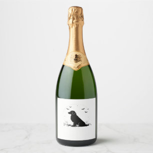 Golden Retriever Dog � Halloween Moon Silhouette O Sparkling Wine Label