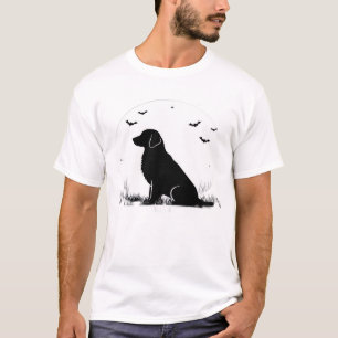 Golden Retriever Dog  Halloween Moon Silhouette Ov T-Shirt