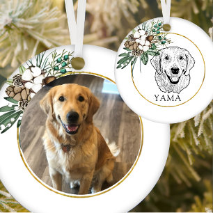 Golden Retriever Dog Hand Drawing Personalised Ceramic Tree Decoration