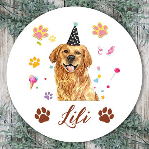 Golden Retriever Dog Hand Drawing Personalised Classic Round Sticker