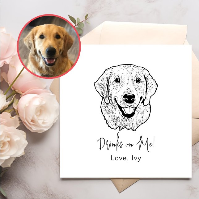 Golden Retriever Dog Hand Drawing Personalised Napkin (Creator Uploaded)