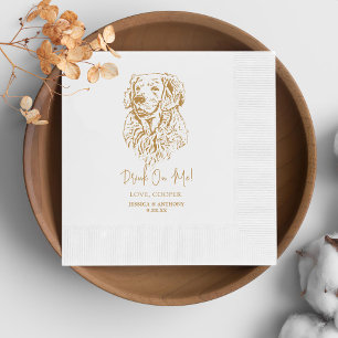 Golden Retriever Dog Hand Drawing Wedding Napkin