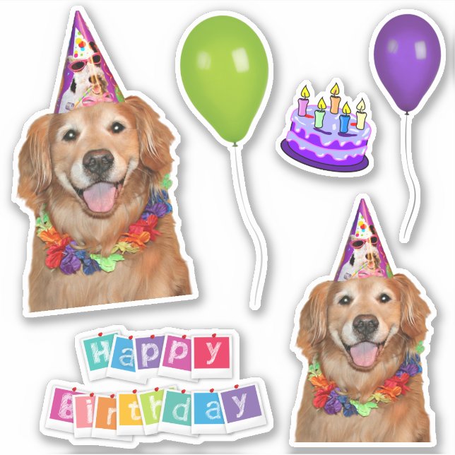 Golden Retriever Dog Happy Birthday Group (Front)