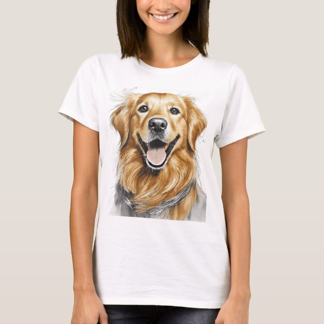 Golden Retriever dog happy T-Shirt (Front)