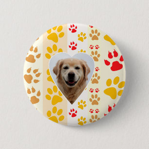 Golden Retriever Dog Hearts Paws Print 6 Cm Round Badge