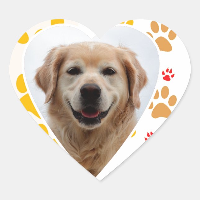 Golden Retriever Dog Hearts Paws Print Heart Sticker (Front)