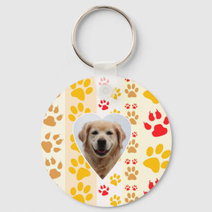Golden Retriever Dog Hearts Paws Print Key Ring